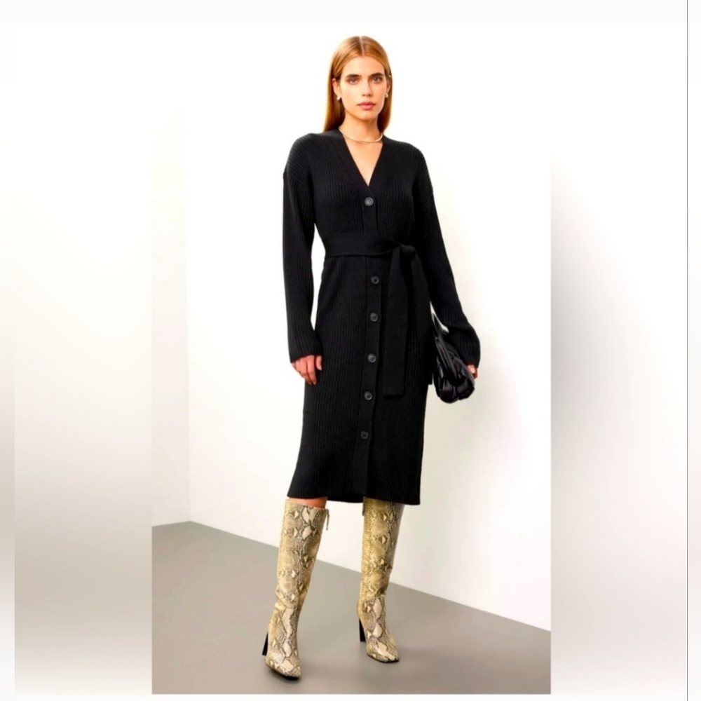 Marissa Webb x RTR Black Button Down Sweater Dress. Size L